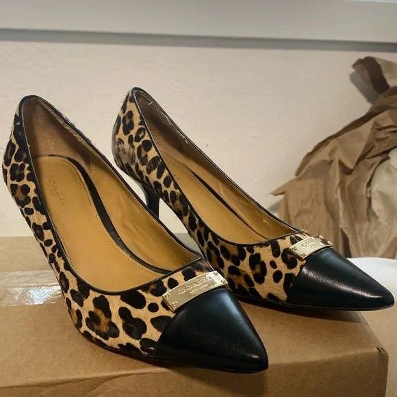 Coach Shoes Coach Zan Leopard Print Calf Hair Pump Pointed Toe